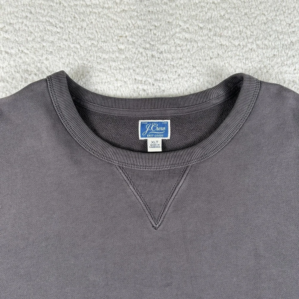 J.Crew Knit Goods Sweatshirt Mens XLT Tall Gray Fleece Pullover Crewneck AD467
